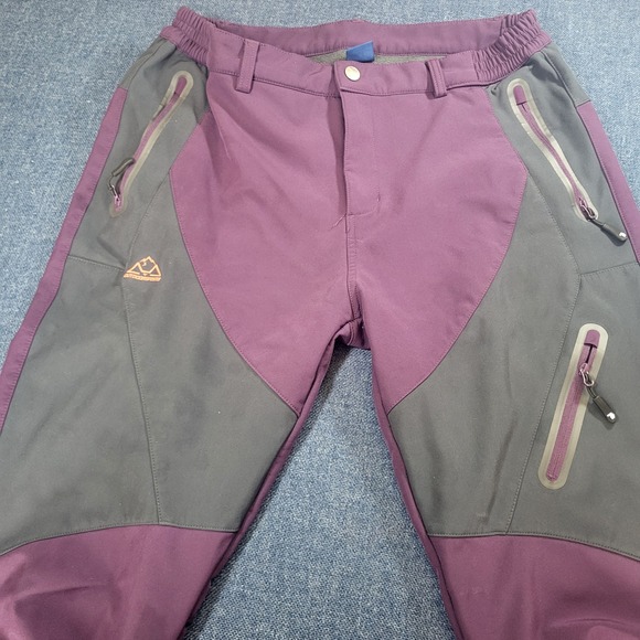 Outdoor Sports Mens XL Purple Fleece Lined Softshell Hiking Pants Colorblock - Picture 4 of 9